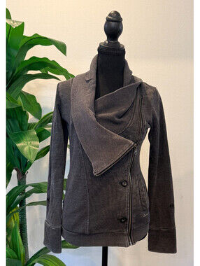 Element Gray Asymmetrical Zip Jacket Funnel Neck Moto Sweatshirt - Women's Smal